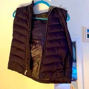 Navy Puffer Vest with Hood